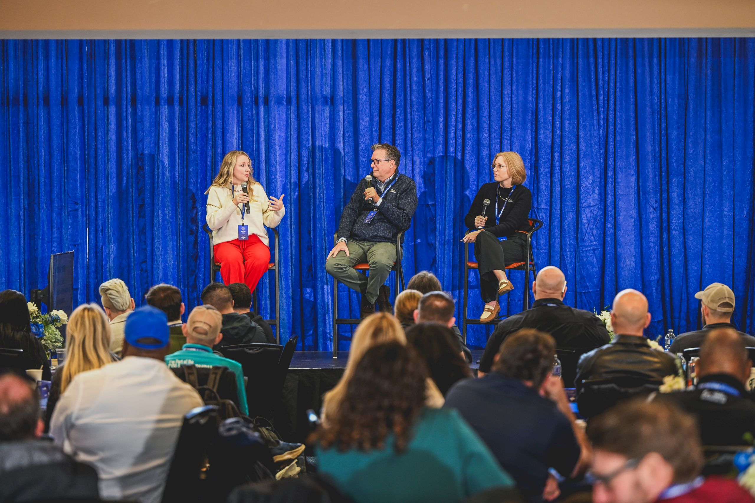 Leadership panel discussion at a company event